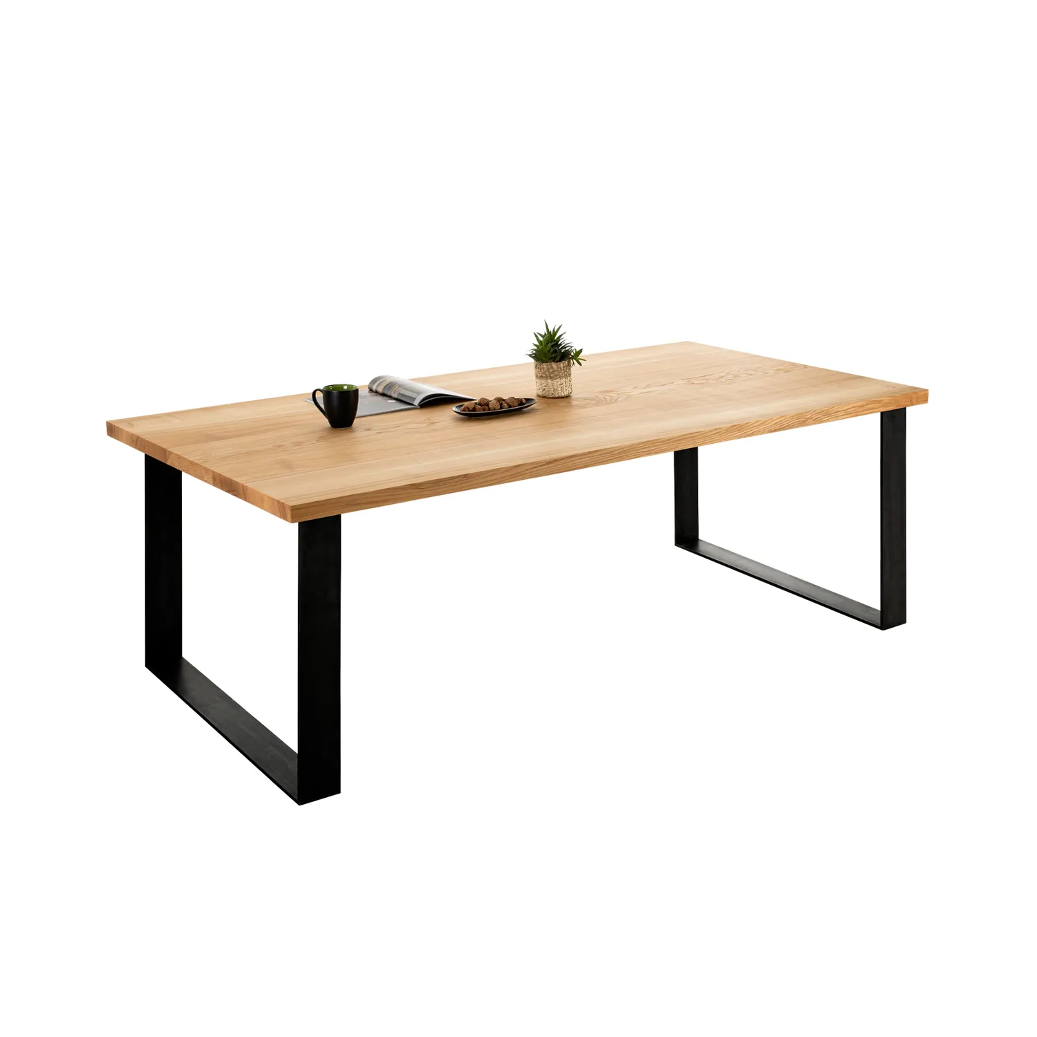 Tisch aus Eschenholz mit U-Form Gestell aus Vollstahl