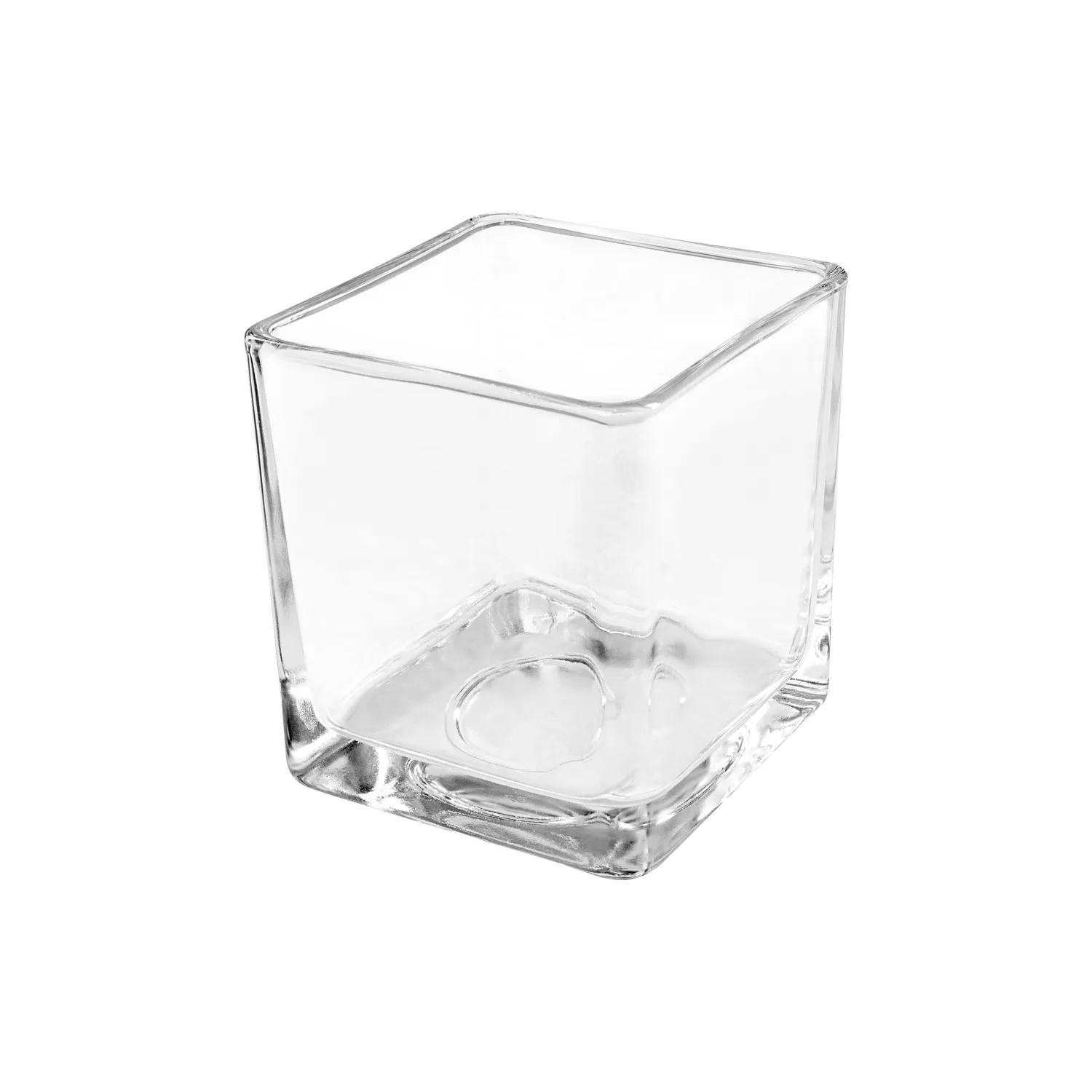 Viereckiges, transparentes Windlicht aus Glas