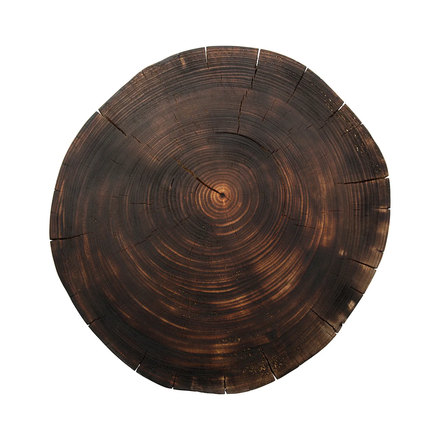 Runde Oberfläche von Tisch aus Baumstamm Fichte