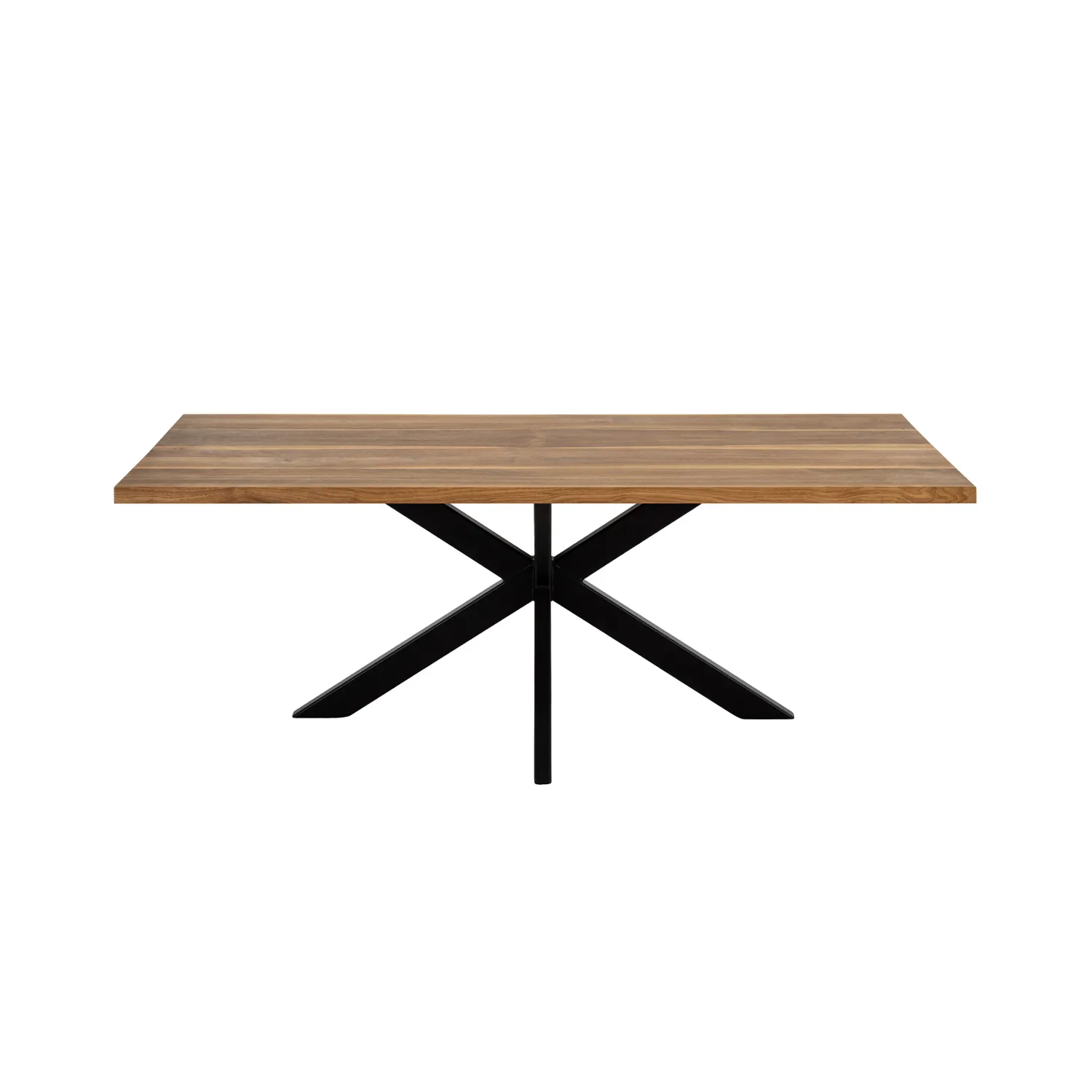 massivholztisch aus Nussbaum mit Stahlgestell Seitenansicht