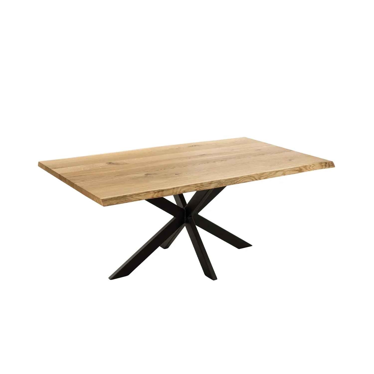 Massivholztisch aus Eiche mit Stahlgestell Spider II