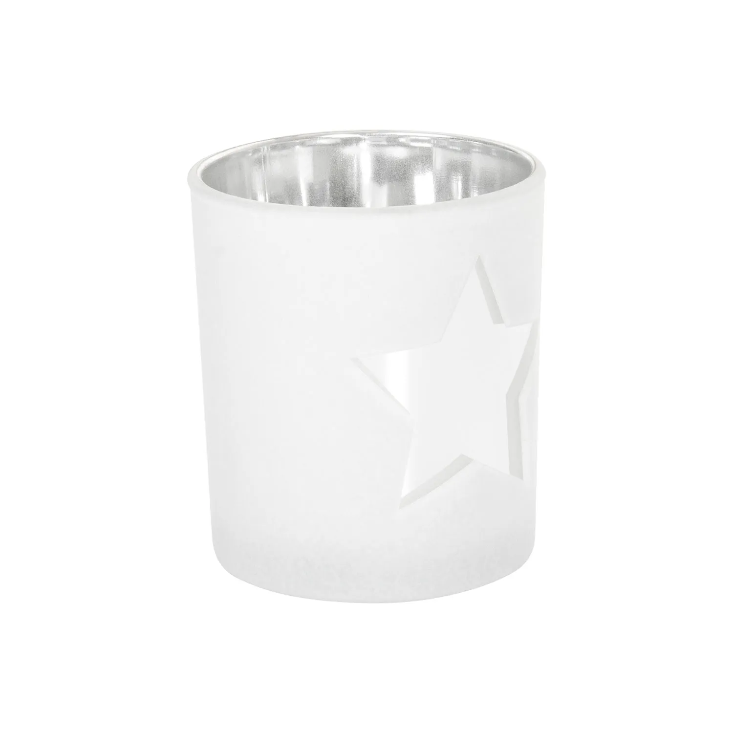 Weißes Kerzenglas mit Sternmotiv