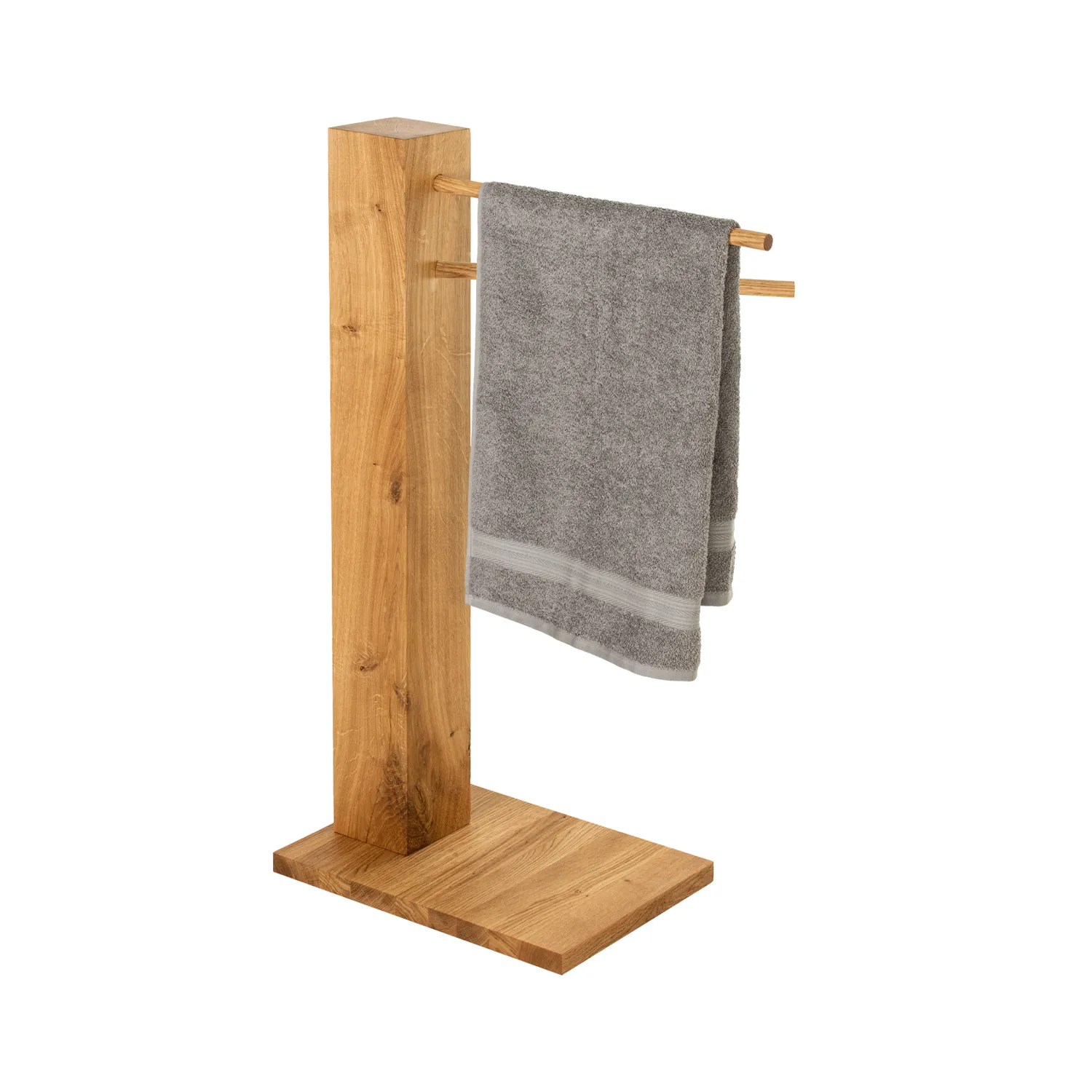 Handtuchhalter aus Massivholz mit zwei Rundstäben für Handtücher