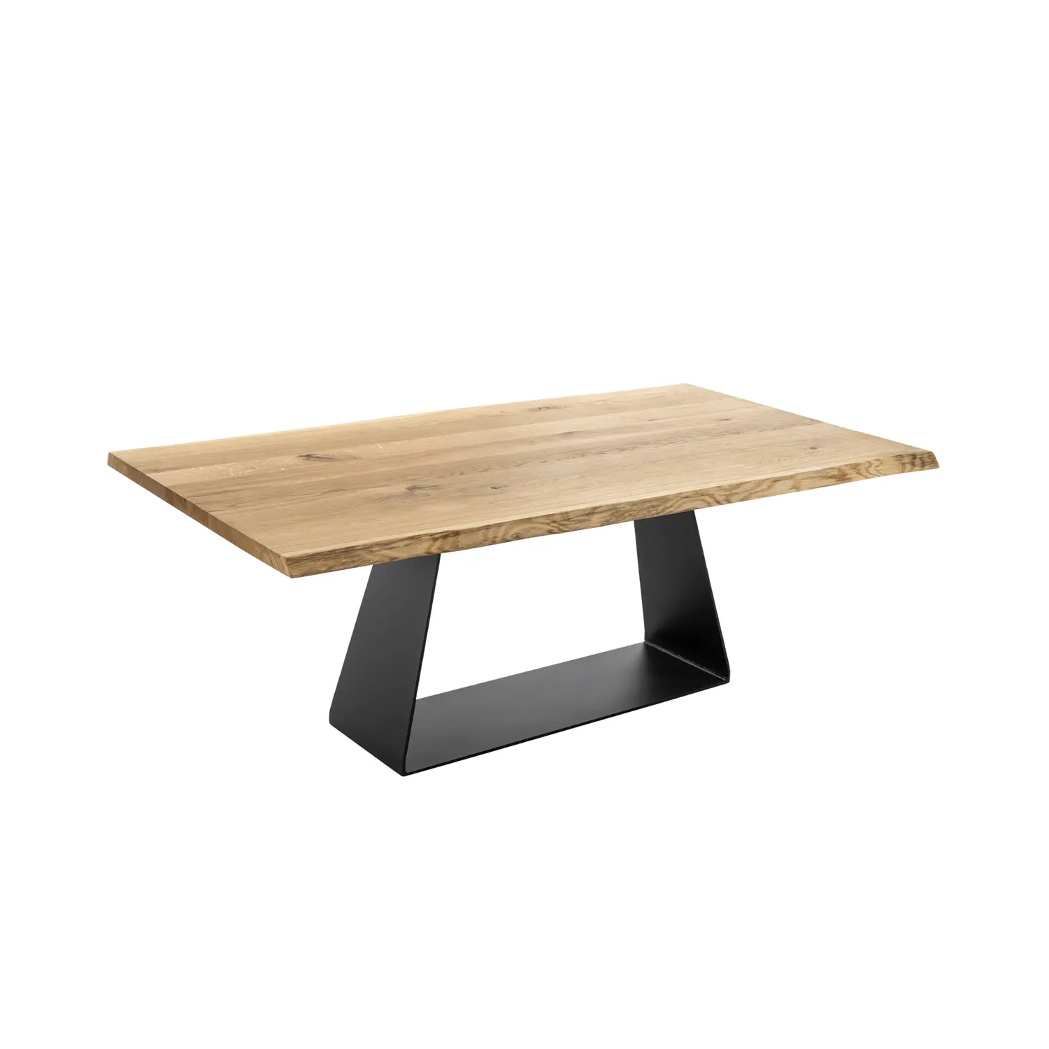 Massivholzesstisch aus Wildeiche mit Stahlgestell Wang
