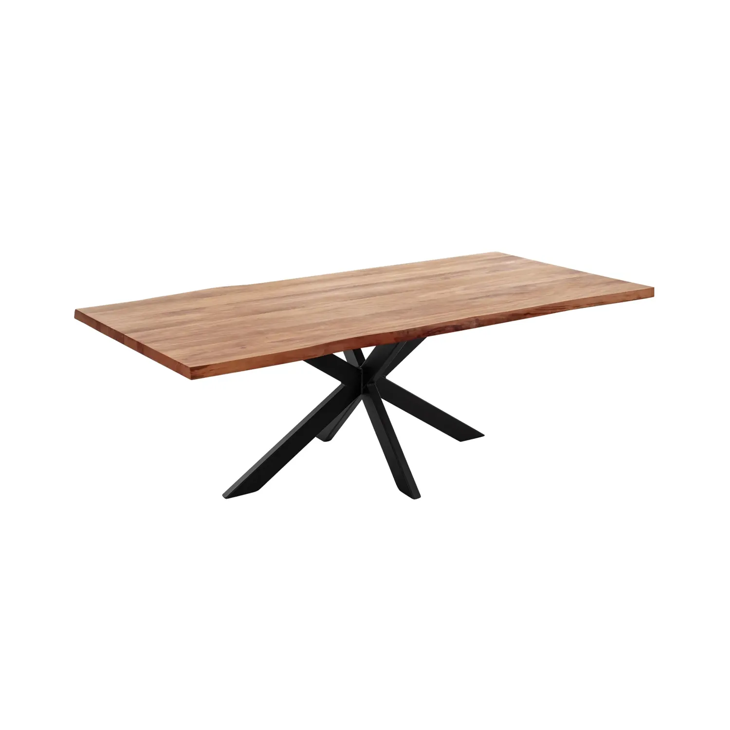 Massivholztisch aus Apfelbaum mit Tischgestell Spider II aus Stahl