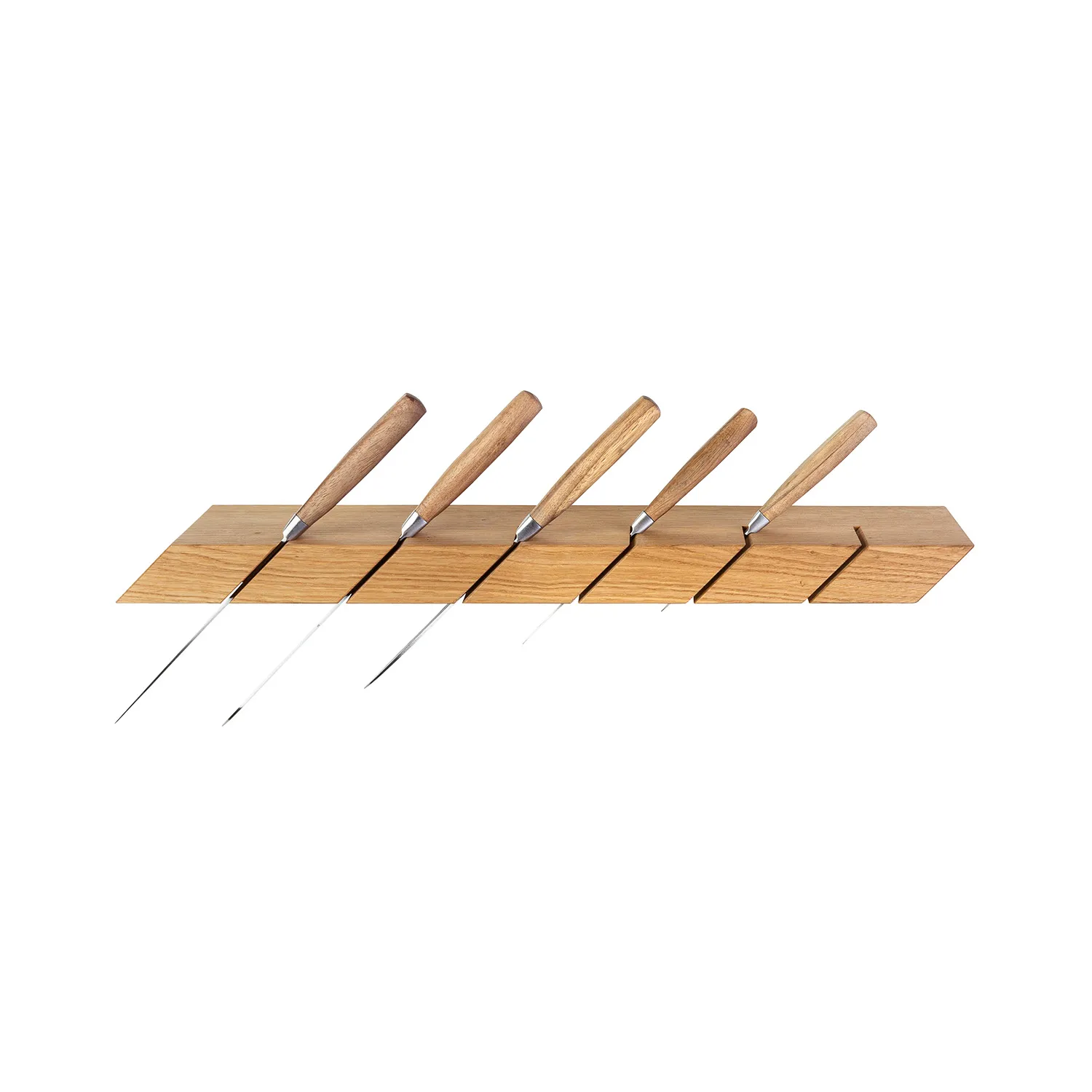 Messerhalter aus Holz mit Messern mit Holzgriff von oben