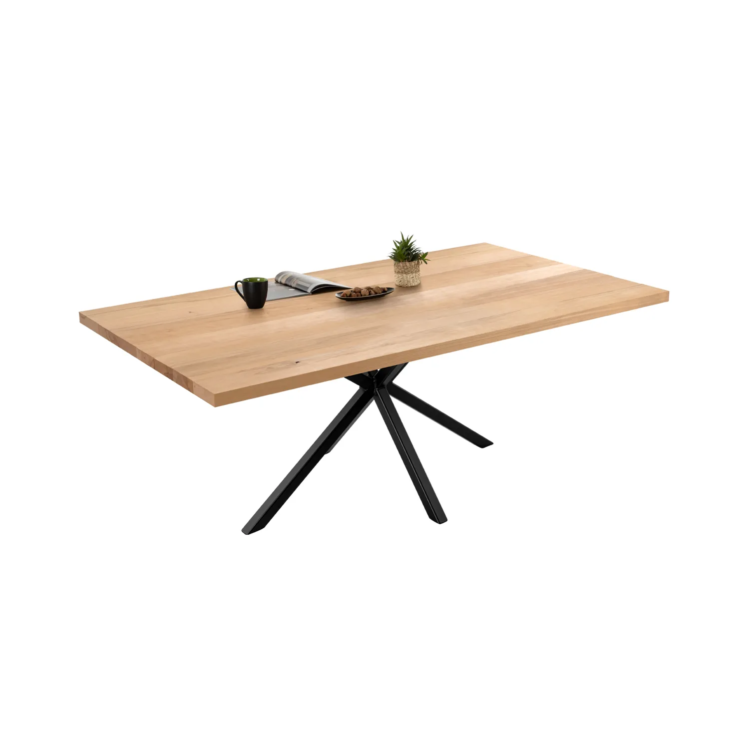 Esstisch aus Buche Massivholz mit Stahlsäule als Tischgestell